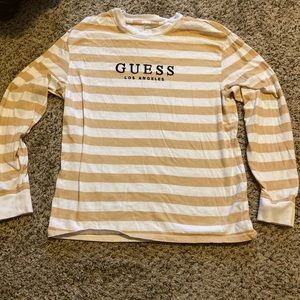 Guess Cream and White Long Sleeve Shirt